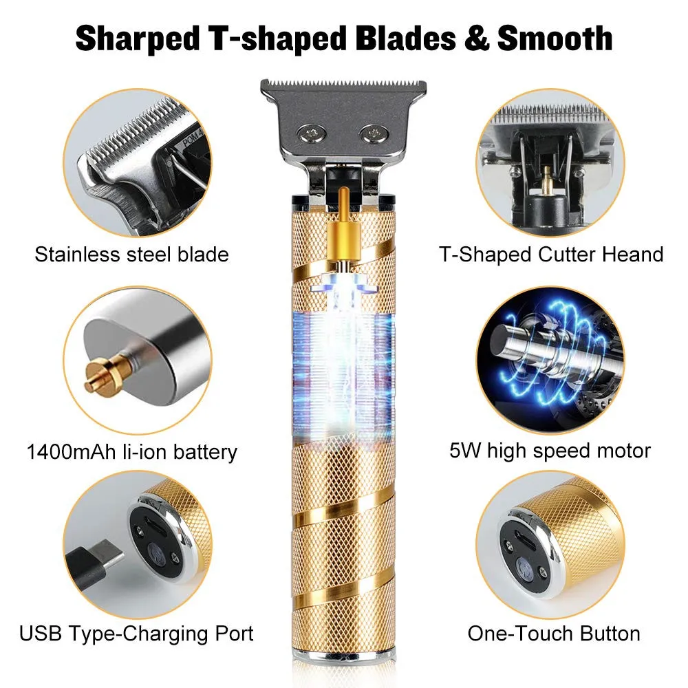 2021 Hair Clippers for Men Trimmer Cordless Electric Pro Li T-Outliner Cutting Barber Shaver Gold Black 0mm Baldheaded | Бытовая