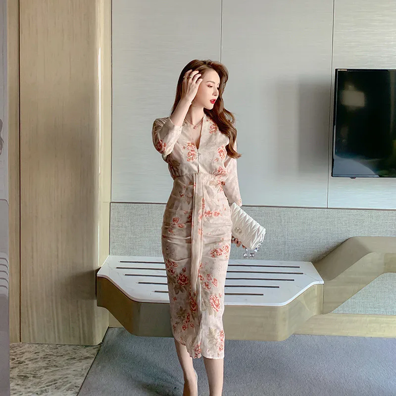 

New 2021 Summer Skirt Women High Waist Fashion Retro Beach Print Female Elegant Beach Women's Clothing Dress Y165