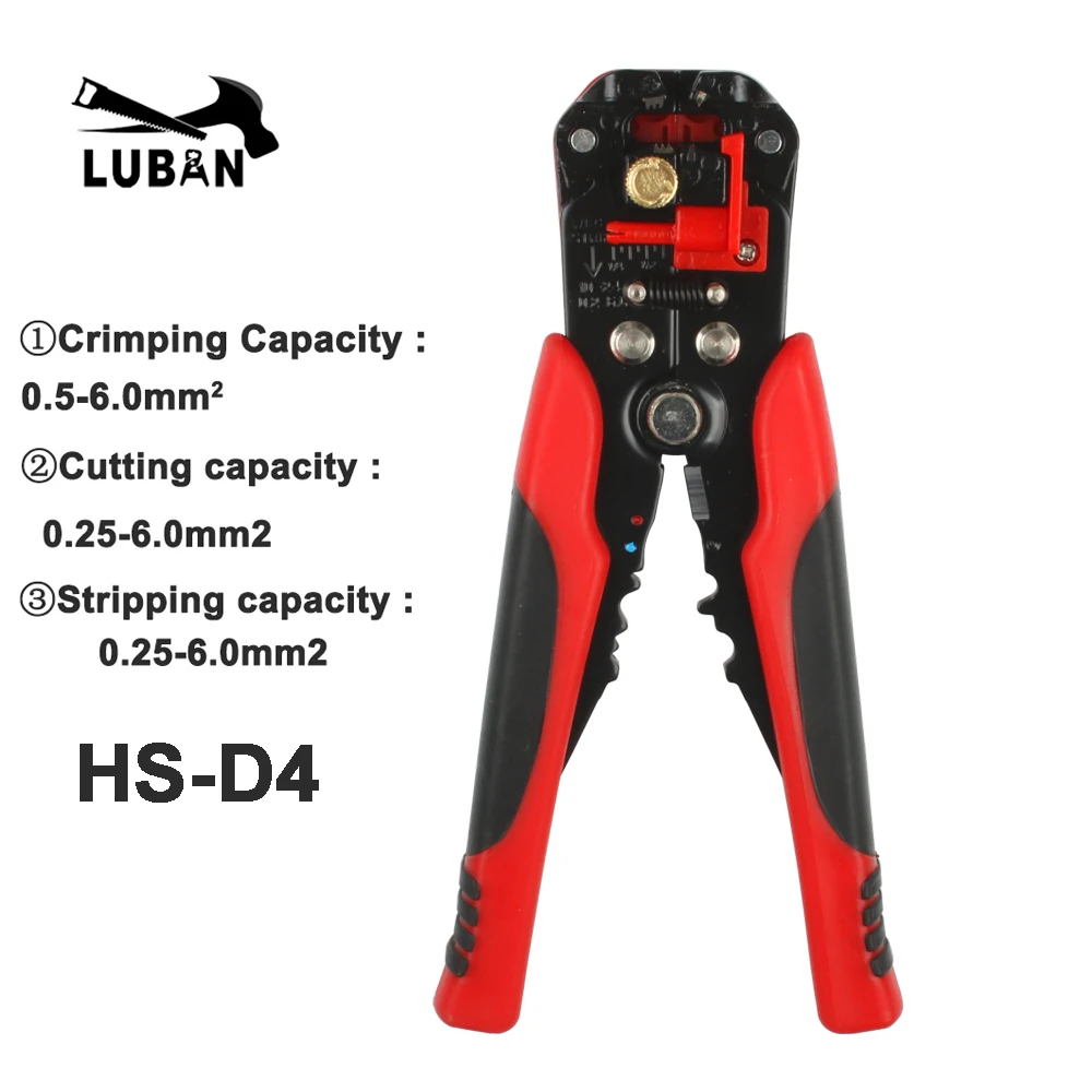 ЛЮБАНЬ HS-D1 AWG24-10(0.2-6.0mm2) дизайн Многофункциональные автоматические плоскогубцы для зачистки Кабеля Для Зачистки проводов Обжимной инструмент Для Резки - Цвет: HS-D4 Red