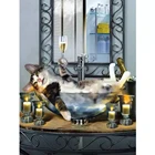 Бриллиантовая живопись, кошка, мозаика для творчества, ванная комната, полная квадратнаякруглая Алмазная вышивка, животное, домашний декор, Набор для творчества