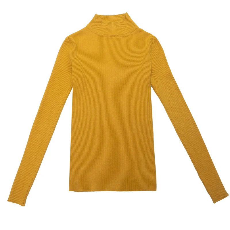 Yellow Marwin, новинка, Осень-зима, водолазка, пуловеры, свитера, первоклассная рубашка, длинный рукав, короткий, корейский, тонкий, облегающий свитер - Цвет: Yellow