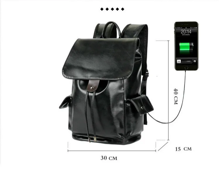 Высококачественный мужской рюкзак из искусственной кожи брендовый для ноутбука