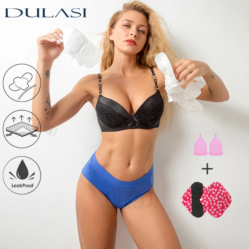 

4 layer Menstrual Period Panties Sexy Bamboo Super Absorption Leakproof Incontinence Underwear Waterproof Lingerie DULASI Undies