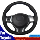 Чехол рулевого колеса автомобиля ручной работы из натуральной кожи, черного цвета для Toyota YarisVerso SVitz Ractis 2010-2016 Subaru Trezia
