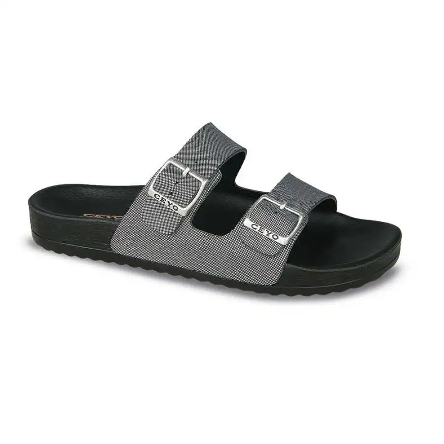 

CEYO BAHAMA-11 Slippers Slipper Women Brown Silver Gray Casual Summer Artificial Leather Fashion Banded