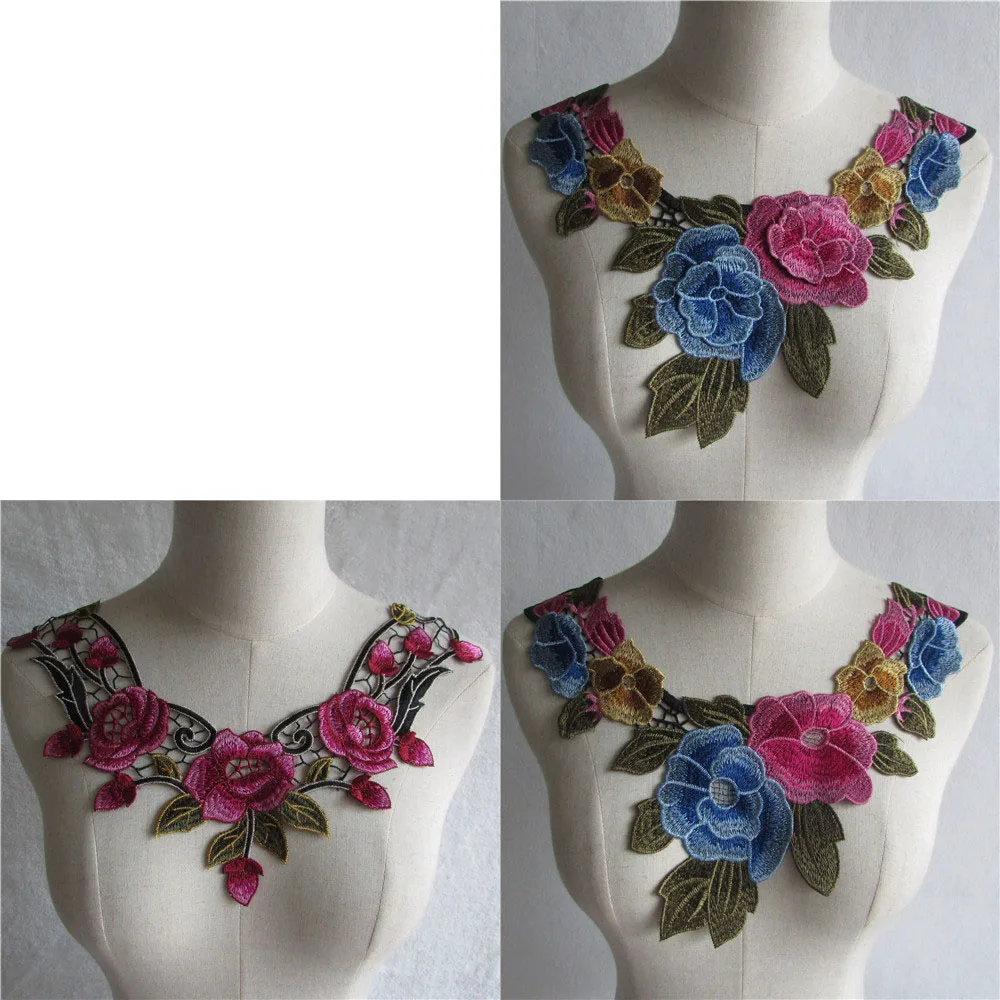 Новинка вышивка цветочное кружево искусственное вырез аппликация воротник
