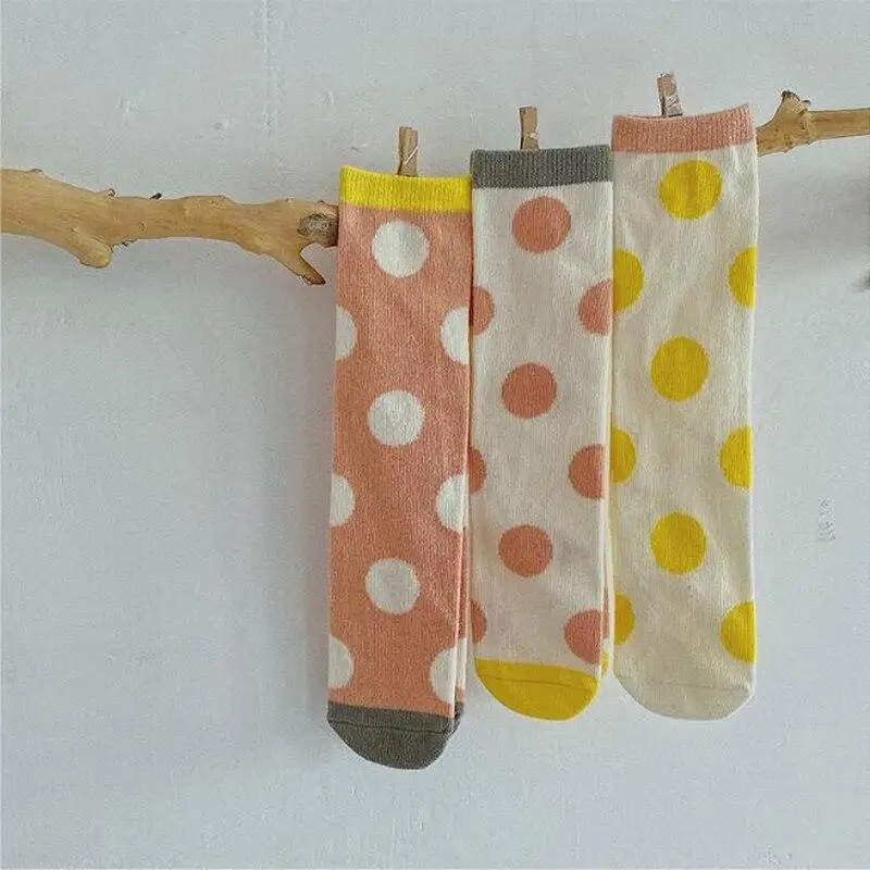 

Autumn Winter Kids Socks Warm Cotton Baby Children Knee High Socks Print Girls Baby Toddle Boy Long Socks Dots 1-12Y Fashion