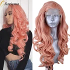 Харизма синтетический кружевной передний парик боковая часть розовые парики для женщин термостойкие волосы длинные волнистые волосы кружевные парики