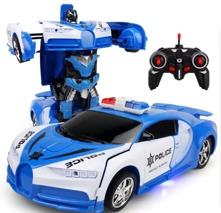 Remote Control Deformation Vehicle RC Model Racing Car One Key to Change Transformer Lamborghini Bugatti Toys for Children Boys - Цвет: Bugatti-Police