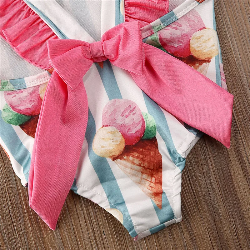 

Fashion Children Bikini Infant Kid Baby Girl Swimwear One-piece Swimsuit New Backless Striped Bow Bikini Swimming Clothes 6M-4Y