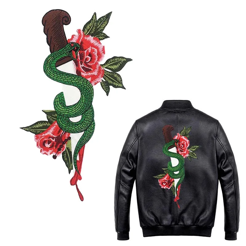 

Animals Embroidery Flower Snake Patch Sew on Embroidered Patch for Jacket Clothing Vest DIY Apparel Accessories Sewing Applique