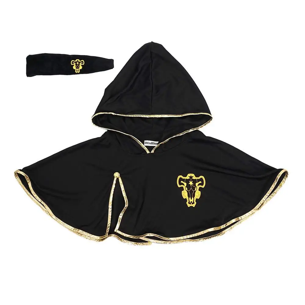 Черная накидка с клевером аниме карнавальный костюм Аста плащ черная повязка на