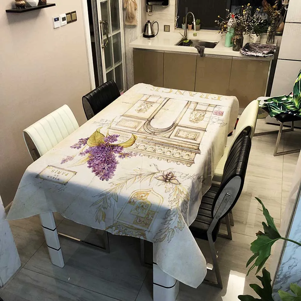 Прямоугольная скатерть для обеденного стола с изображением Парижской башни