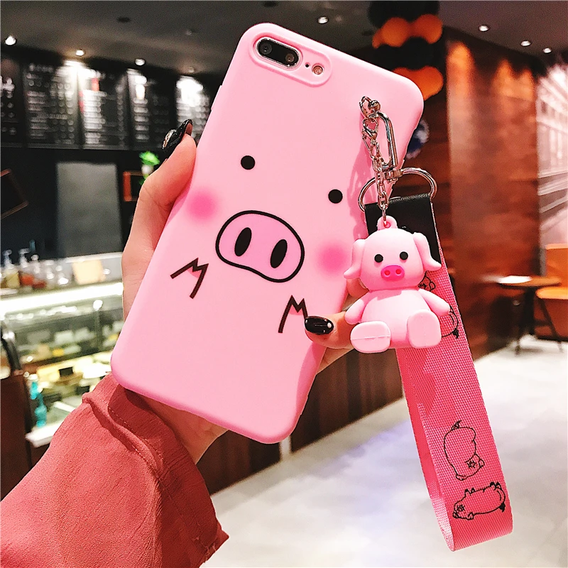 Милый кронштейн hello kitty Cat+ ремешок чехол для iPhone 7 Чехол Xs Max 6 8 Plus X Xr мультфильм розовый Kitty Мягкие ТПУ чехлы для телефонов