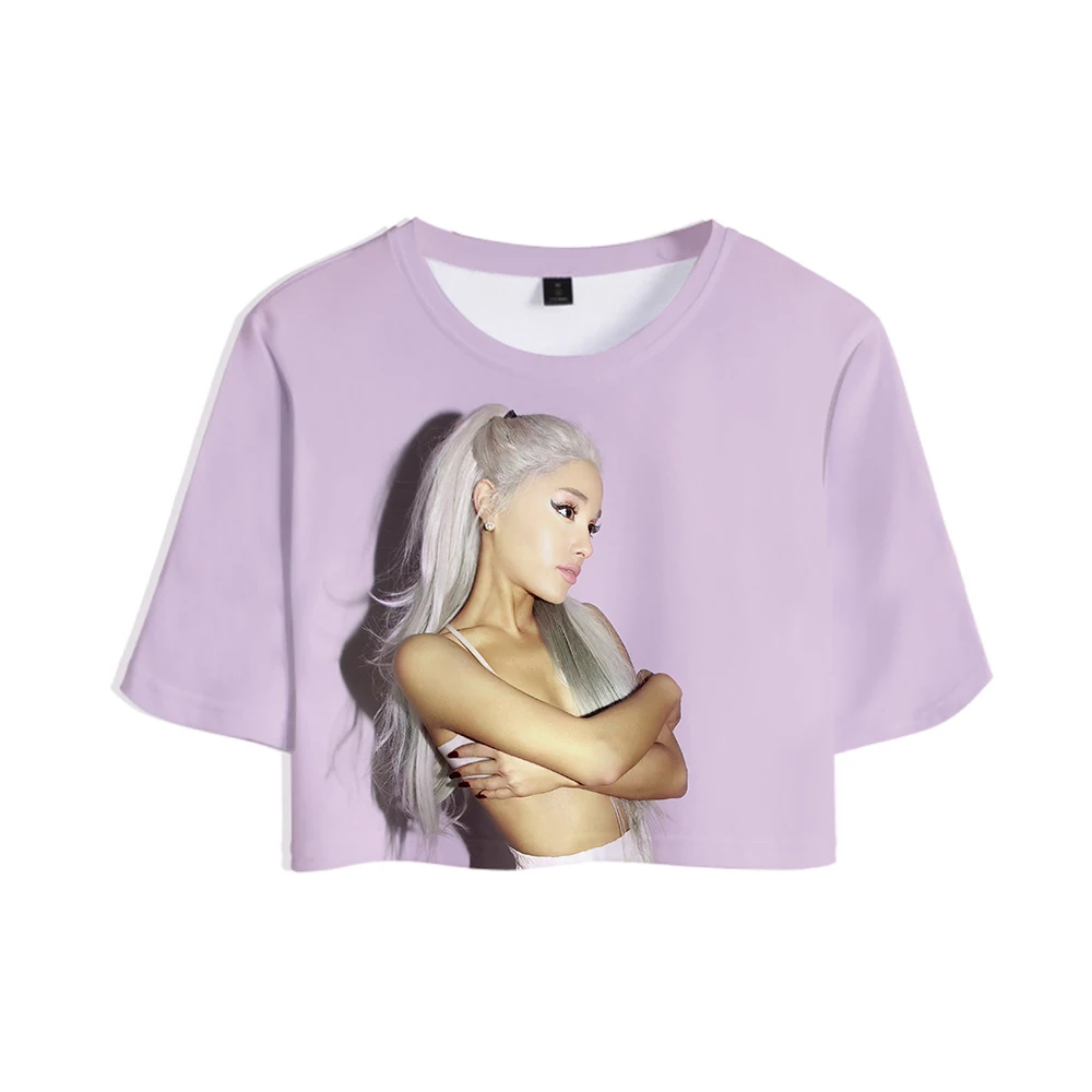 Футболка с открытым животом Ariana Grande пикантная Женская модная популярная