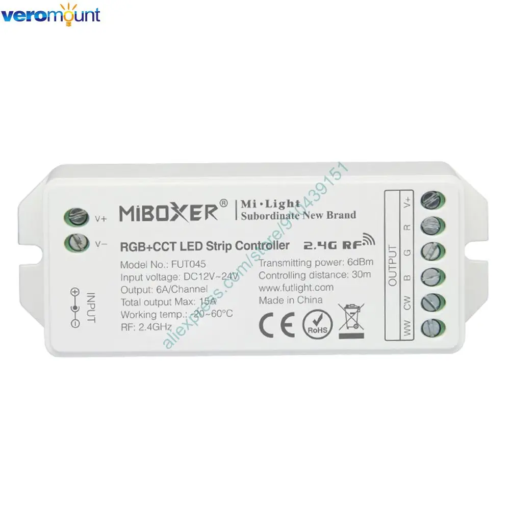 

MiBoxer FUT045 RGB + CCT ler DC12V 24V WiFi APP/2,4 GHz RF / /Alexa Google