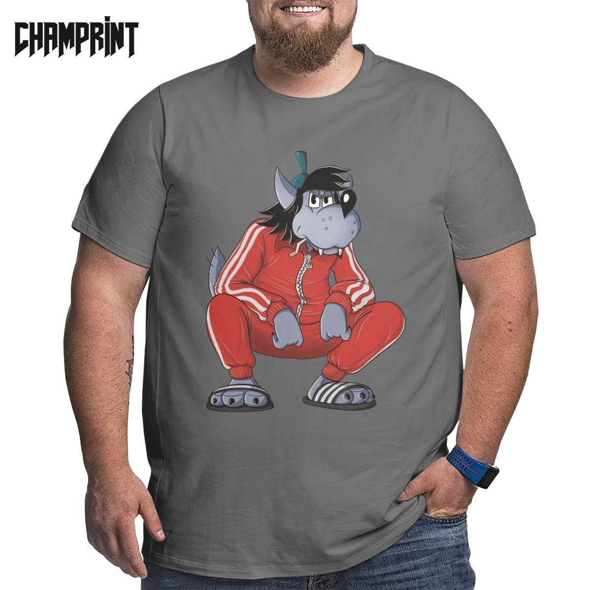 

Men's T-Shirts Nu Pogodi Tracksuit Squat Wolf Fashion 100% Cotton Big Tall Tees Short Sleeve T Shirt Crew Neck Tops Plus Size