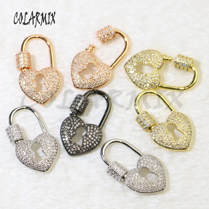 4 шт. циркониевая подвеска в форме сердца с замком ювелирный аксессуар виде для