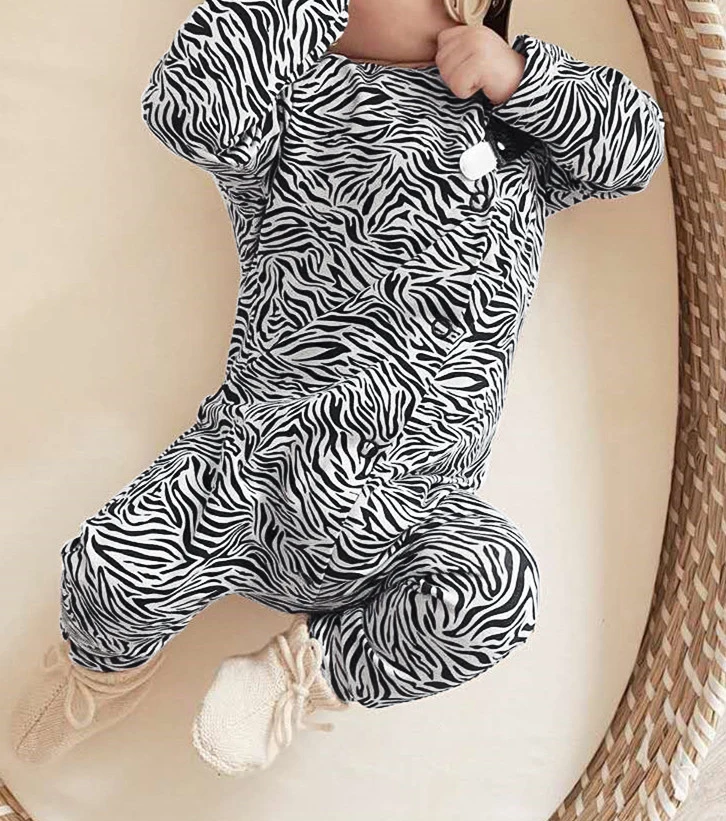 

Baby Romper 0-24M Newborn Baby Boy Girl Long Sleeve Single Breasted Zebra Rompers Jumpsuit Clothes