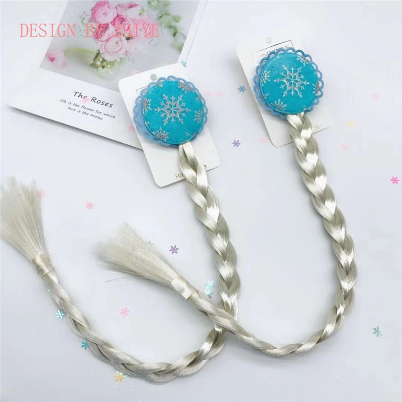 

Children's Frozen 2 Wig Clips Braid Silver Twisted Princess Elsa Wig Hair Accessories Cosplay Dress Up Accessories Photo Props