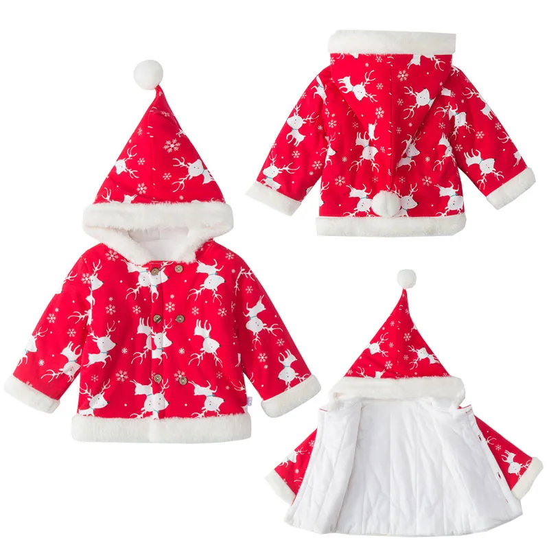 9-24 months Xmas Warm Winter Children Baby Jackets Kids Girls Boys Christmas Print Deer Infants Coat Cardigan Newborn Outwear | Детская