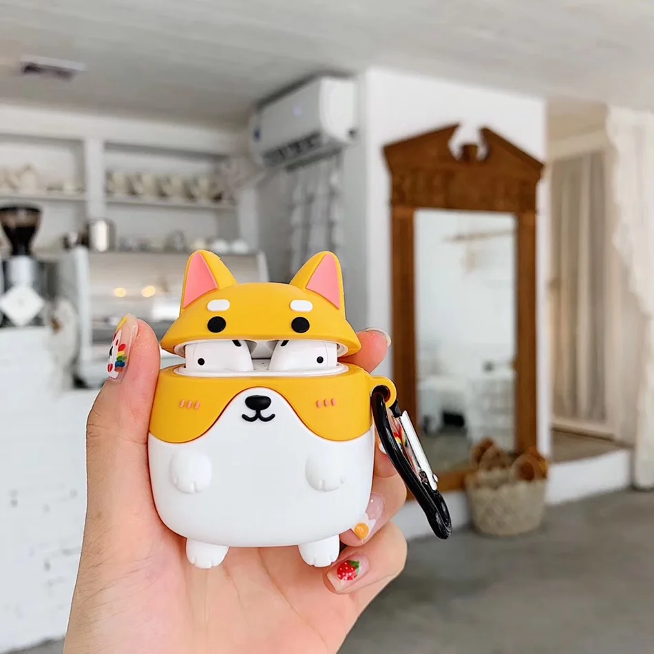 Чехол для наушников AirPods 3D милый чехол с изображением собаки кошки лося Airpods 2/i10/i11