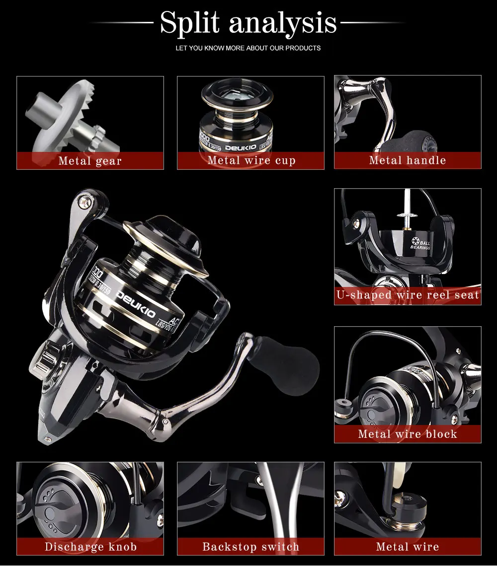 

Metal Spool Spinning Reel 2000-7000Max Drag Carrete de 5.2:1 Metal Stainless Steel Fishing Reel 8KG Saltwater Reel for Fishing