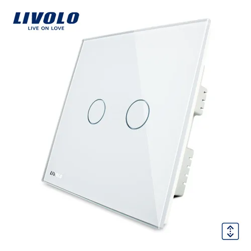 White LIVOLO Великобритания Стандартный сенсорный занавес переключатель, стеклянная панель, AC 220~ 250 V, глухая переключатель - Цвет: White