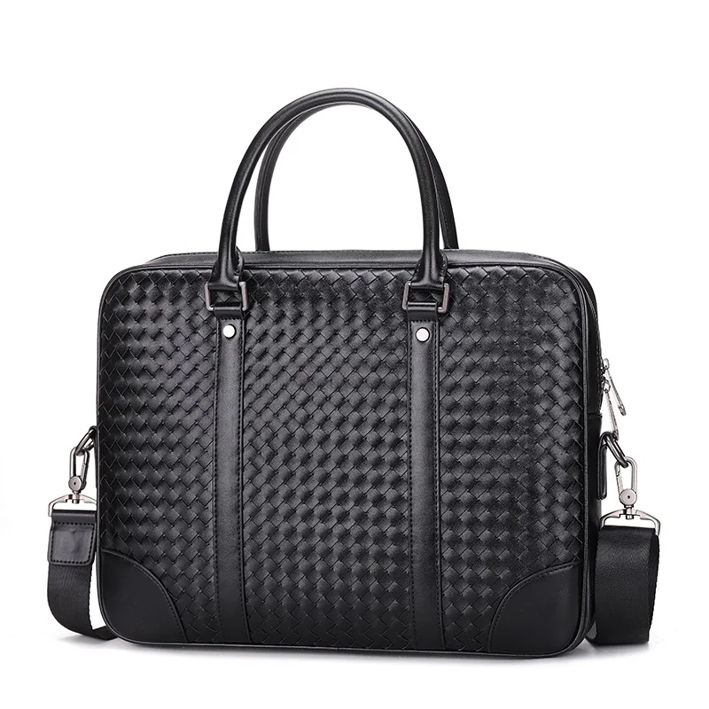 Fashion Woven bag Casual Mens Shoulder bag Business Mans Messenger Bags Travel Business Crossbody Shoulder Bag Men's Handbag.