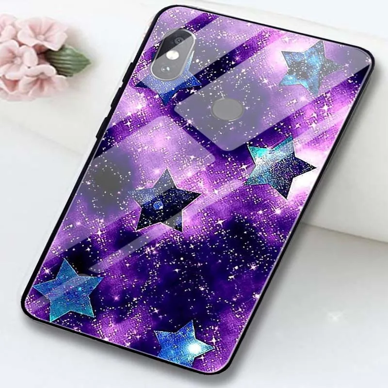 Tempered Glass Phone Cases for Xiaomi Redmi Note 4 4X 5 5A 6 7 7A 8 8A 9 9A 9C Plus Pro Capa Coque Funda Shiny Stars Twinkle | Мобильные