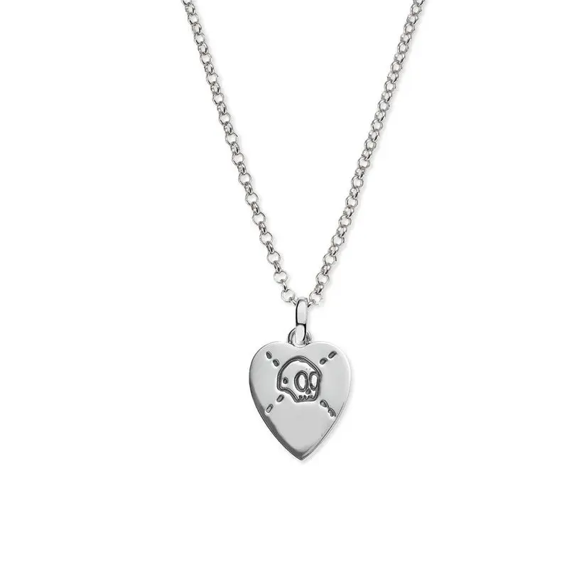 

Vintage boutique classic personalized Skull Heart Pendant Necklace, luxury brand, ag925 sterling silver, 1:1 letter G,