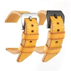 Ремешок для наручных часов Onthelevel 20 мм 22 мм 24 мм 26 мм из натуральной кожи цветной желтый браслет с пряжкой из нержавеющей стали # D