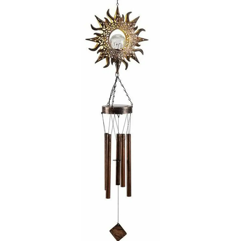 

Wind Chimes Solar Lights Outdoor Waterproof Hanging Aeolian bells Solar Lamp With Sun Shape For Party Garden Festival