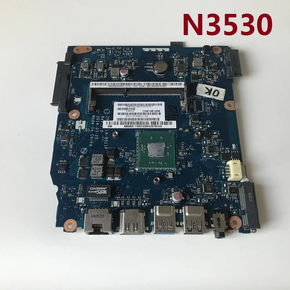 Материнская плата для ноутбука Acer флюоресцентная материнская NBMML11003 Z5W1M с