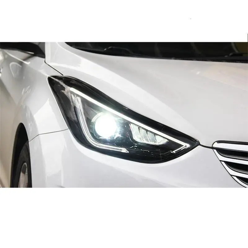 Drl Automovil автозапчасти Cob Стайлинг светодиодные дневные ходовые боковые поворотники фары автомобильные фары в сборе для hyundai Elantra
