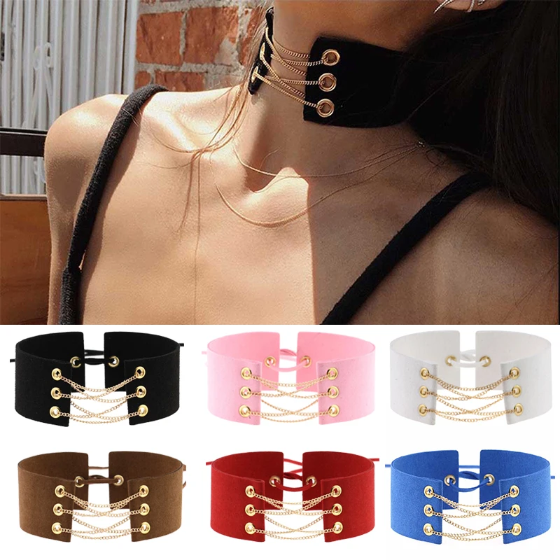 Черное красное белое ожерелье в стиле панк кожаный Готический ошейник Женский