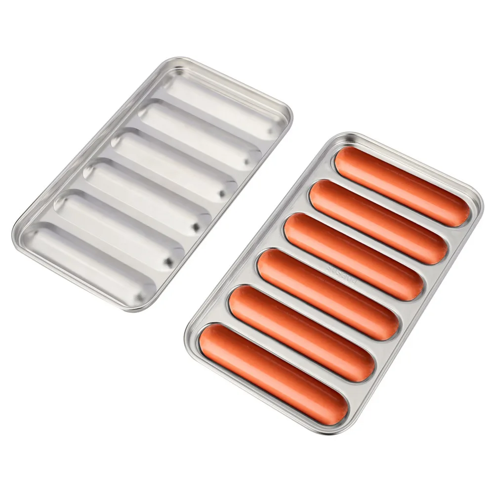 Non-Stick DIY Hot Dog Mold For Oven Steamer Kitchen Tools Sausage Mould Sausages Non-stick Kitchenware 6 Cavity Stainless Steel | Дом и сад