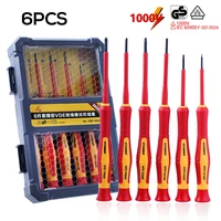 6pcs insulated screwdriver 1000v precision phillips slotted screw driver bit magnetic multifunctional electrician repair tool