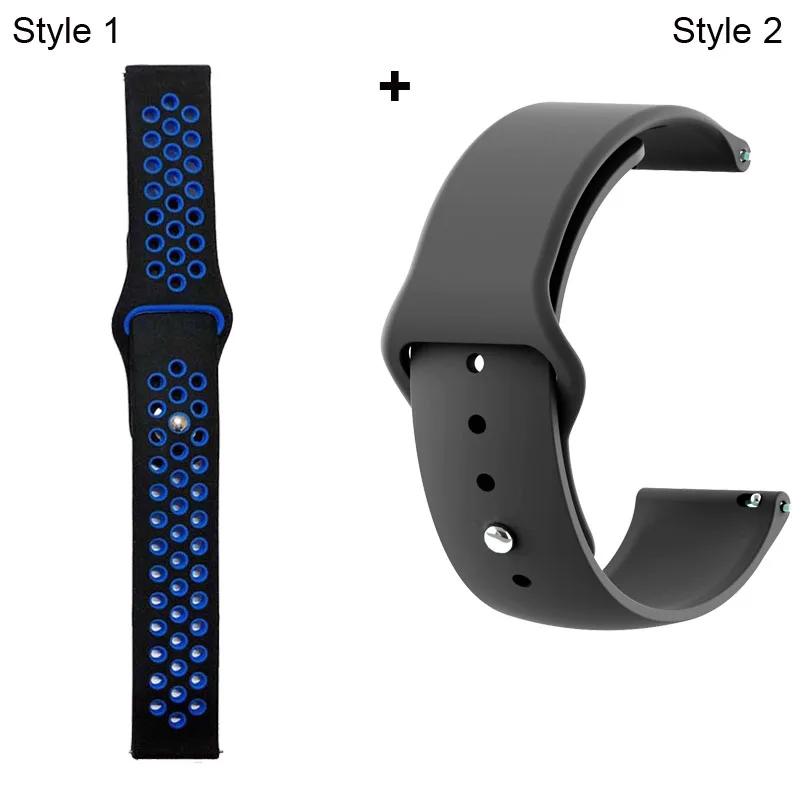 Black Blue-Black Ремешок для Xiaomi Amazfit Pace Stratos GTR 47 мм для huawei GT 2 46 мм Honor Magic Dream ремешок для samsung gear S3 Galaxy 46 мм - Цвет: Black Blue-Black