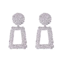 new fashion earrings girls jewelry versatile geometric square metal earrings