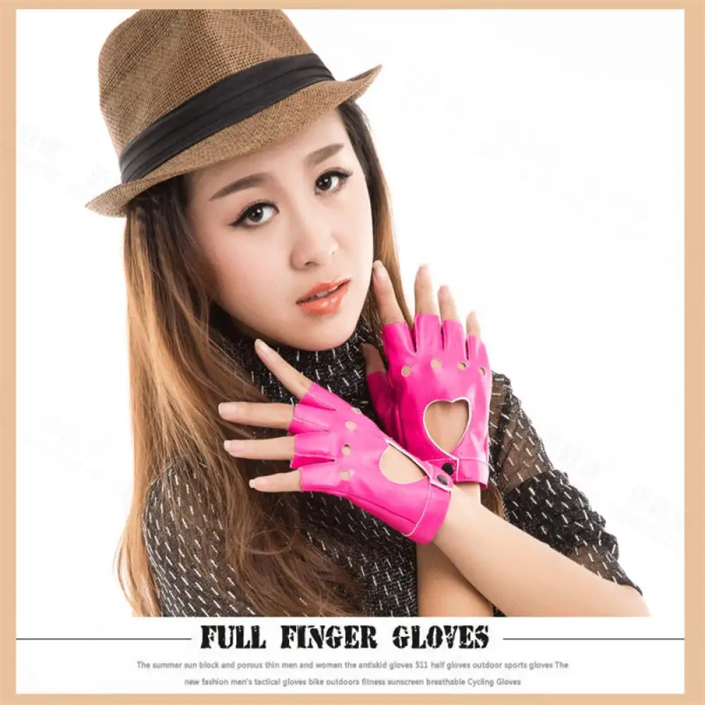 Варежки женские из искусственной кожи кожаные митенки без пальцев в стиле панк