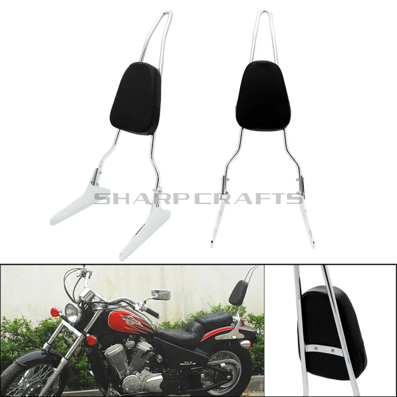 Motorcycle Parts Hight Quality Chrome Spike Bow Passenger Backrest Sissy Bar Back Cushion Pad For Honda Steed VLX400 VLX 400 |