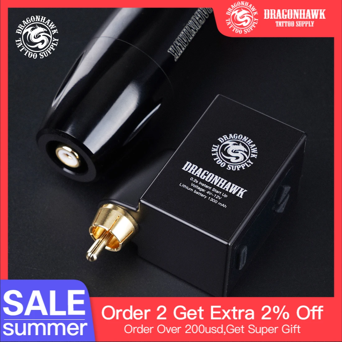 

Dragonhawk New LCD Mini Wireless Battery Power for Tattoo Pen Machine RCA Cord Permanent Makeup Power Supply Supplies