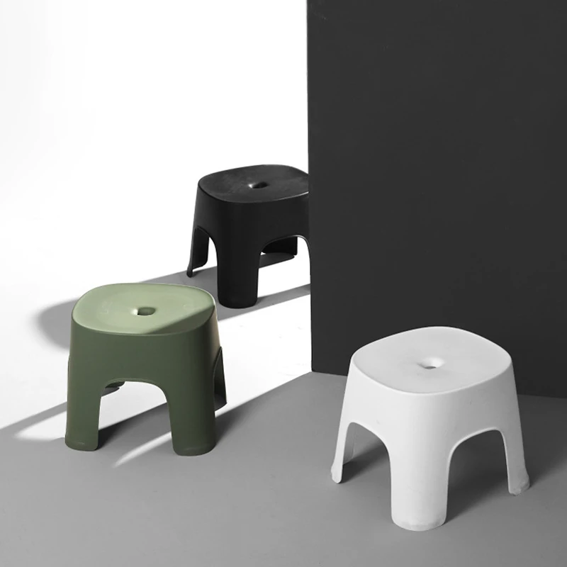 2 Pcs Small Bench Anti-Skid Coffee Table Plastic Simple Stool Adult Thickening Children's for Shoes Short Red &amp Blac | Мебель