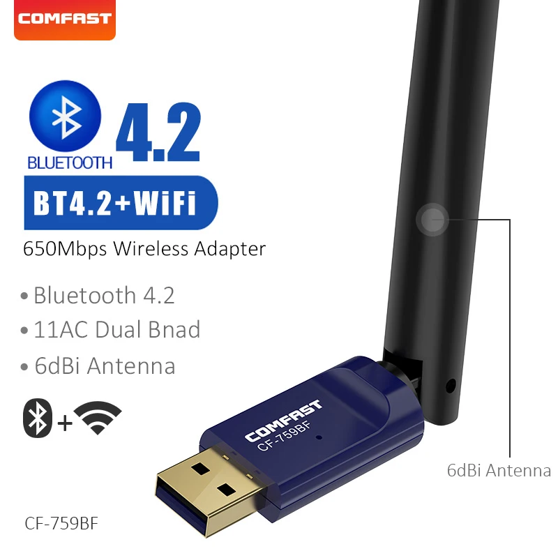 Wifi bluetooth 4 2 двухдиапазонный 4G и 5Ghz 6dBi антенна Приемник беспроводной usb длинный