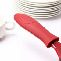 2pcs slip handle holder silicon pot pan handle cover heat wrap anti slip soft pot sleeve cover grip kitchen accessories durable
