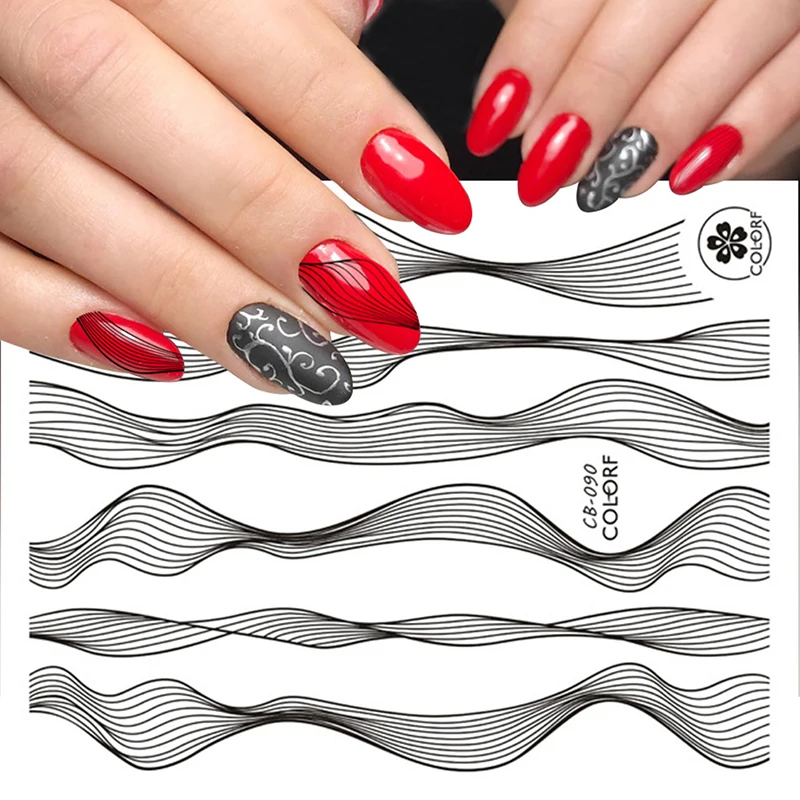 1 шт. стикер для дизайна ногтей 3D блестящая золотая волнистая полосовая лента