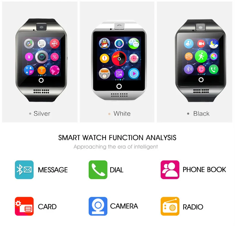 

New Smart Watch Q18 Bluetooth Support 2G GSM SIM Card Audio Camera Fitness Tracker Smartwatch Android iOS Mobile Phone relogio