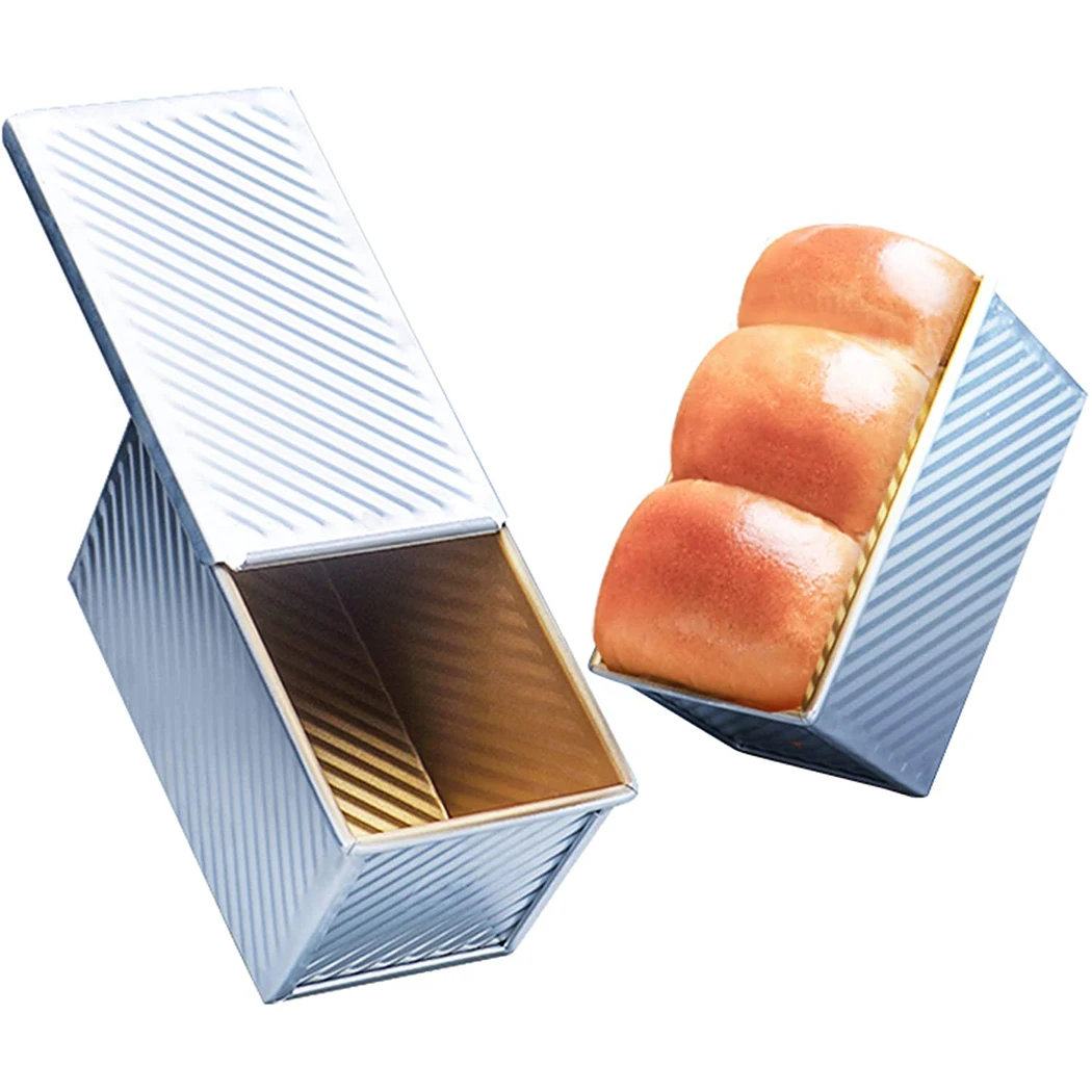 

Loaf Pan Set Rectangular Nonstick Corrugated Alloy Toast Pan Bread Pan With Lid Eco-Friendly Baking Tools For Cakes