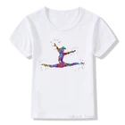 Футболка для девочек с акварельным художественным принтом гимнастики, подарок на день рождения для любителей тренажерного зала, белая футболка на заказ, детская одежда, оптовая продажа